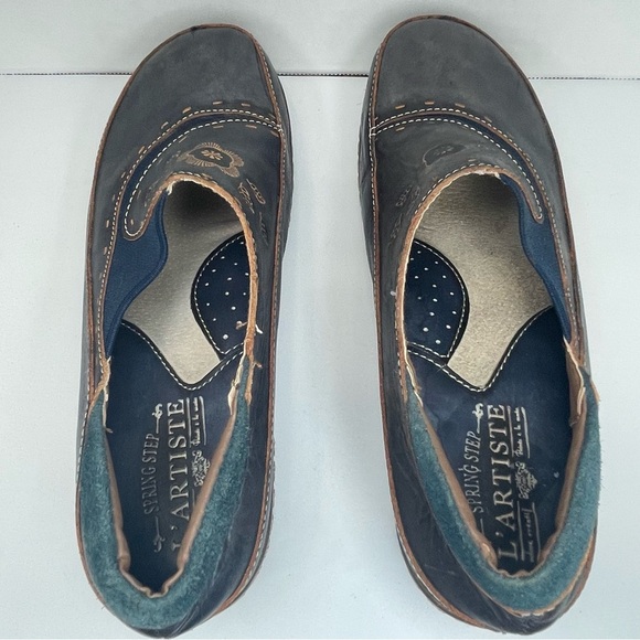 L'ATISTE Women's Navy Blue Leather Shoes size EU 38. US 7.5/8. See condition. - Picture 7 of 13